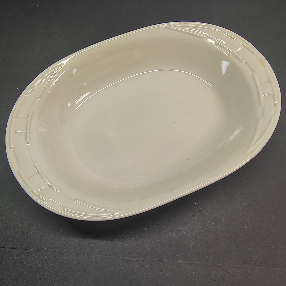 Longaberger Ivory Woven Traditions Pottery Oval Casserole Dish